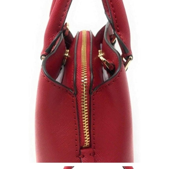 NWT Michael Kors Mini Red Scarlet Savannah Saffiano LeatherTop Double Handle Bag - Picture 11 of 16
